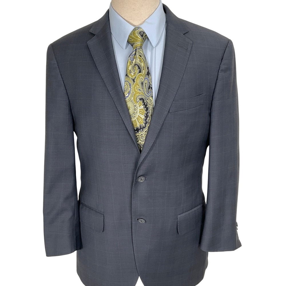 Peter Millar Paul Simon Jacket Men Gray Blue Plaid 2 Button Blazer Canada
